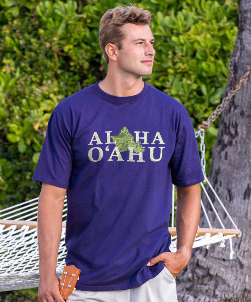 Aloha Oahu - Grape Dyed Short Sleeve Crewneck T-Shirt - Image 2