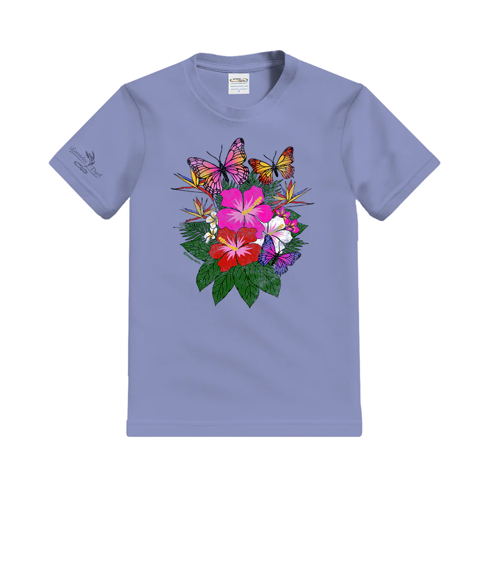 Butterfly Bouquet - Lavender Dyed Short Sleeve Crewneck T-Shirt
