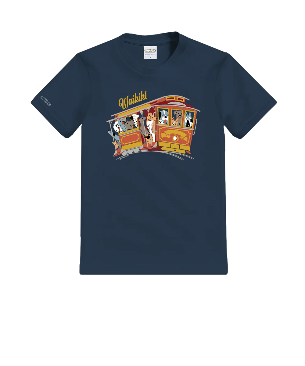Dog Trolley - Navy Short Sleeve Crewneck T-Shirt