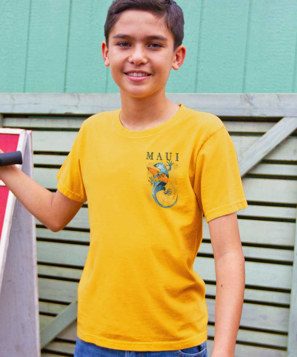 Gecko Watercolor - Pineapple Dyed Short Sleeve Crewneck T-Shirt - Image 3