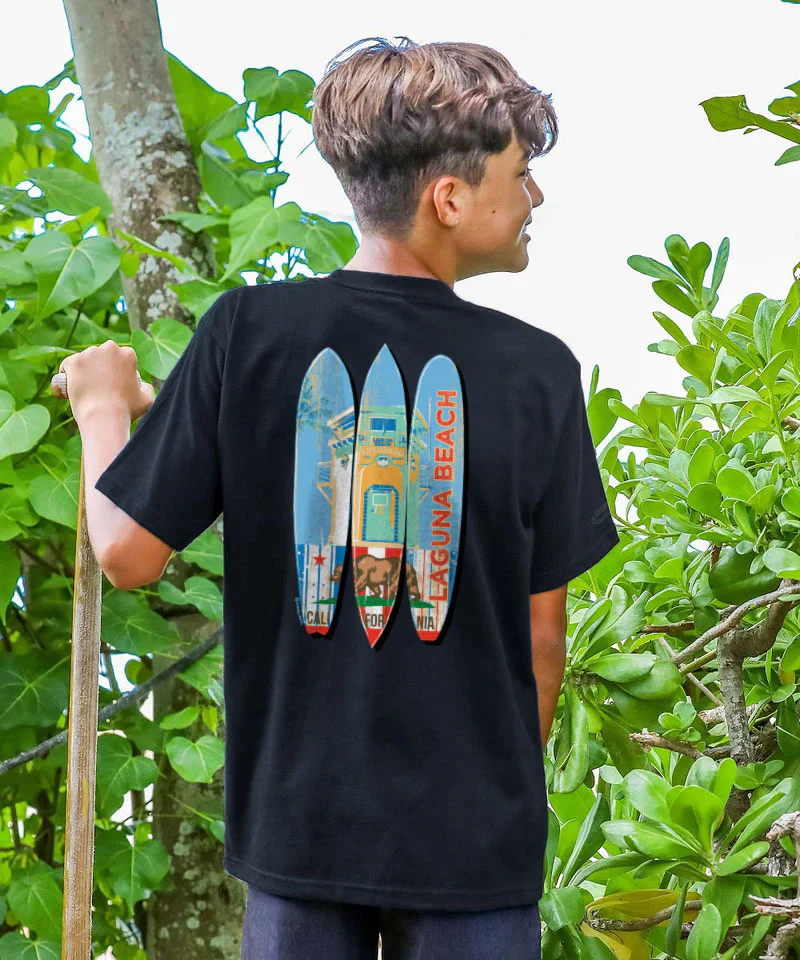 Laguna Beach Lifeguard Surf - Black Short Sleeve Crewneck T-Shirt - Image 2