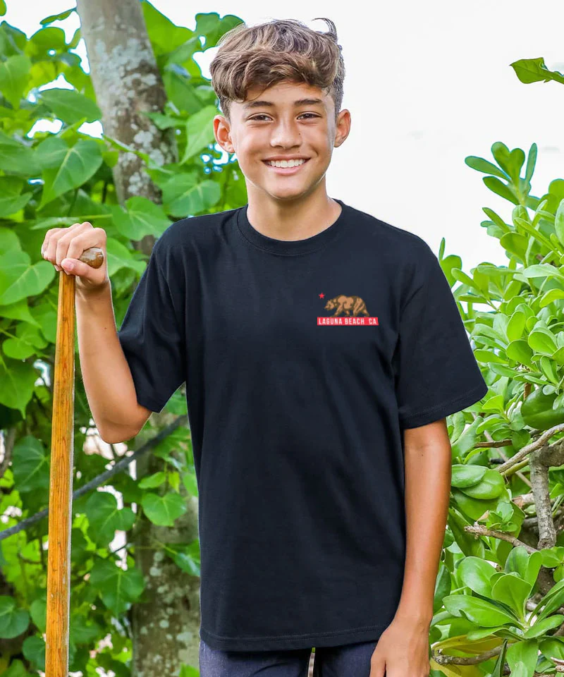 Laguna Beach Lifeguard Surf - Black Short Sleeve Crewneck T-Shirt - Image 3