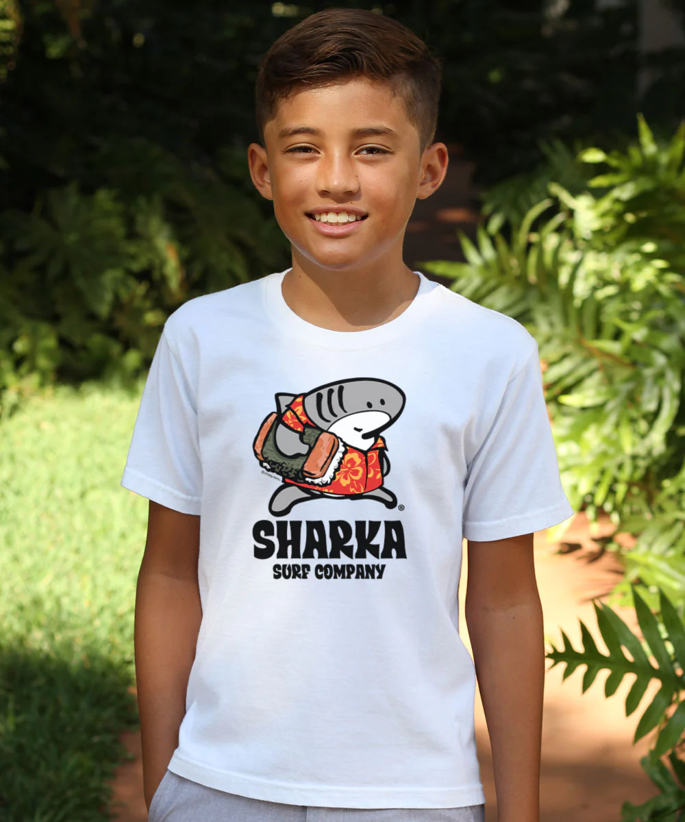 Musubi Sharka™ - White Short Sleeve Crewneck T-Shirt - Image 2