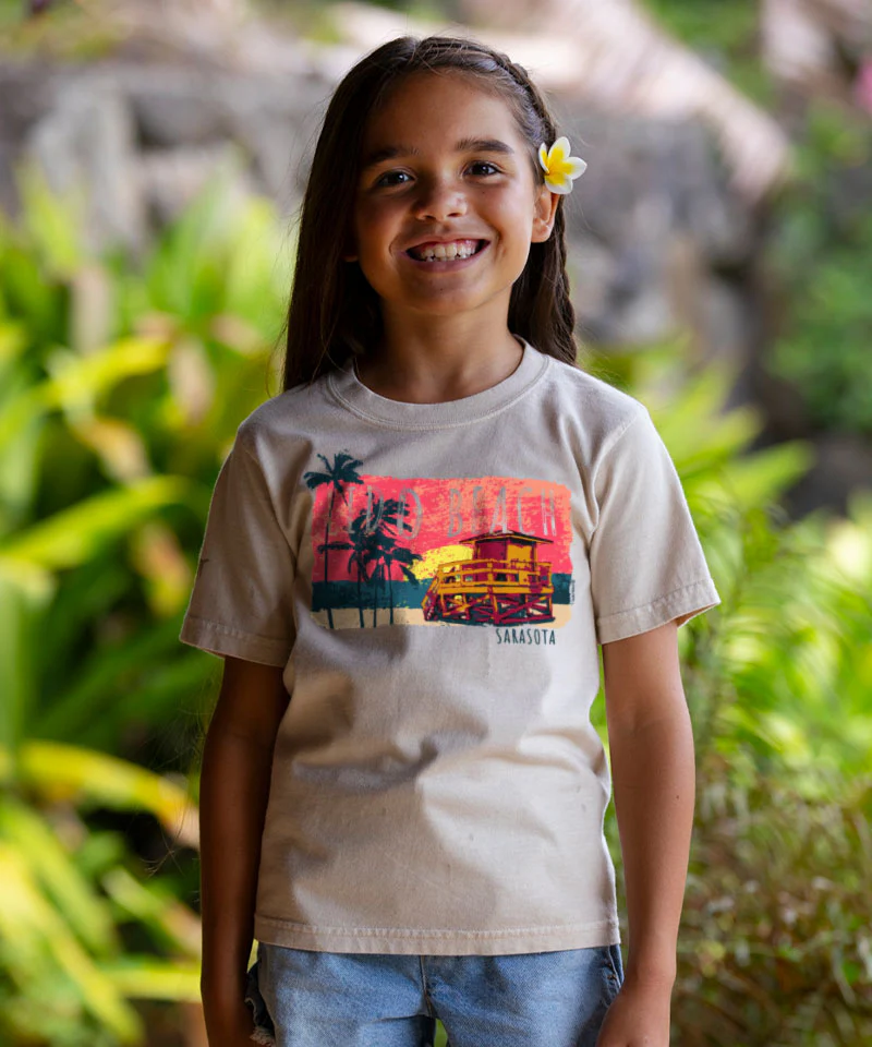 Painted Lido Beach - Coconut Dyed Short Sleeve Crewneck T-Shirt - Image 2