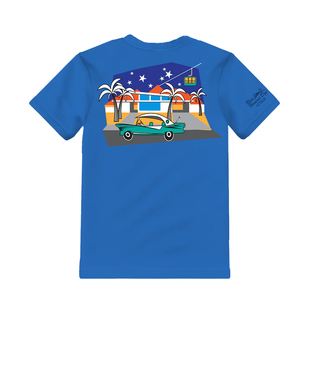 Palm Springs Style - Blue Hawaii Dyed Short Sleeve Crewneck T-Shirt