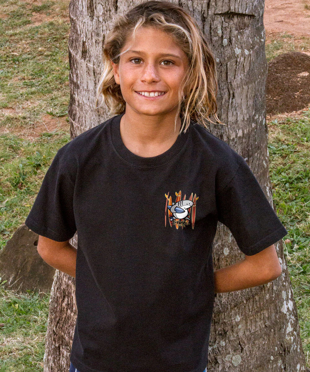 Sharka™ Surfboards - Black Short Sleeve Crewneck T-Shirt - Image 3