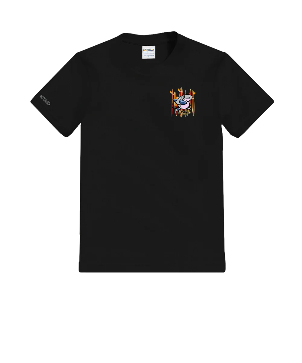 Sharka™ Surfboards - Black Short Sleeve Crewneck T-Shirt - Image 4