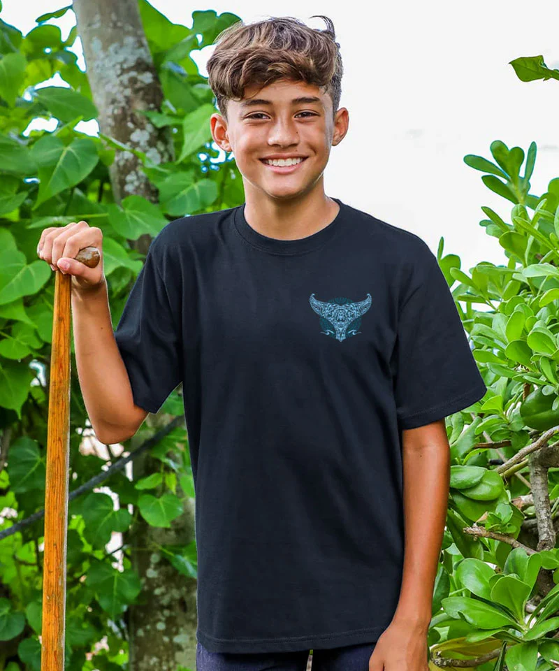 Tribal Nalu Aumakua - Black Short Sleeve Crewneck T-Shirt - Image 3