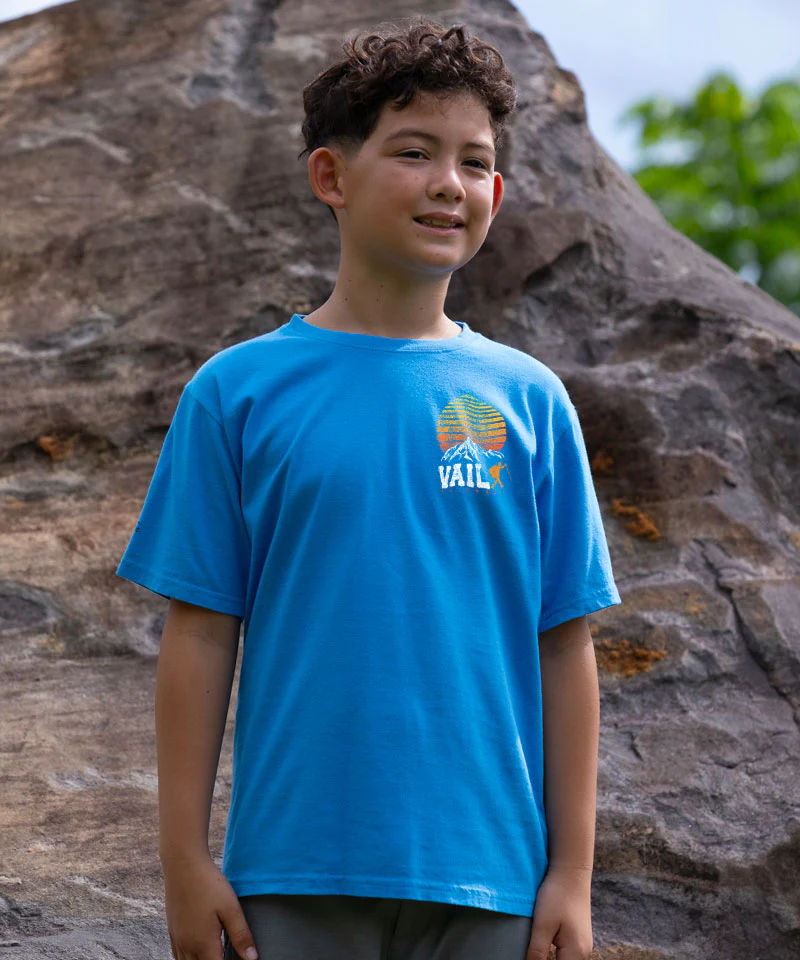 Vail Hiker Sunrise - Blue Hawaii Dyed Short Sleeve Crewneck T-Shirt - Image 3