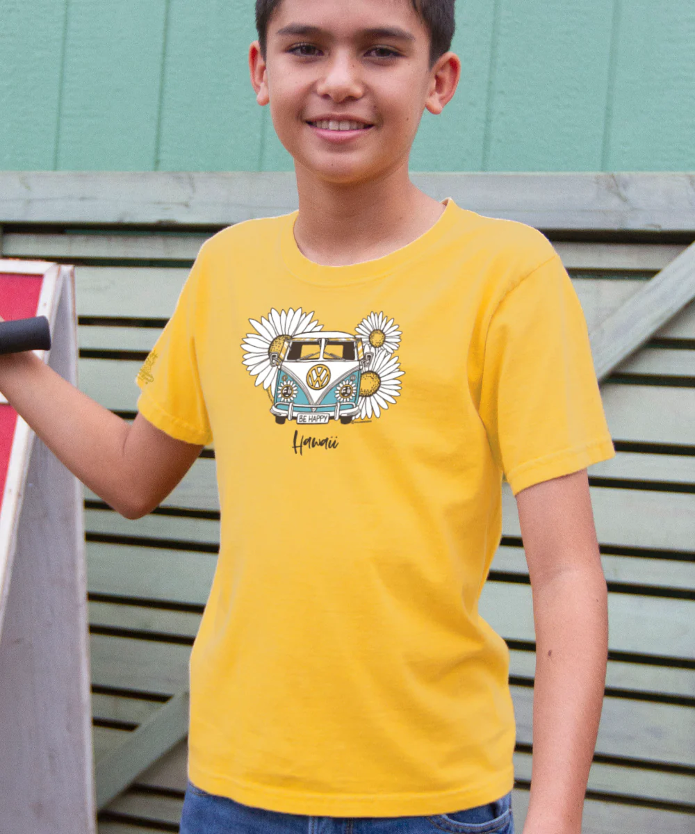 Volkswagen Be Happy - Pineapple Dyed Short Sleeve Crewneck T-Shirt - Image 2