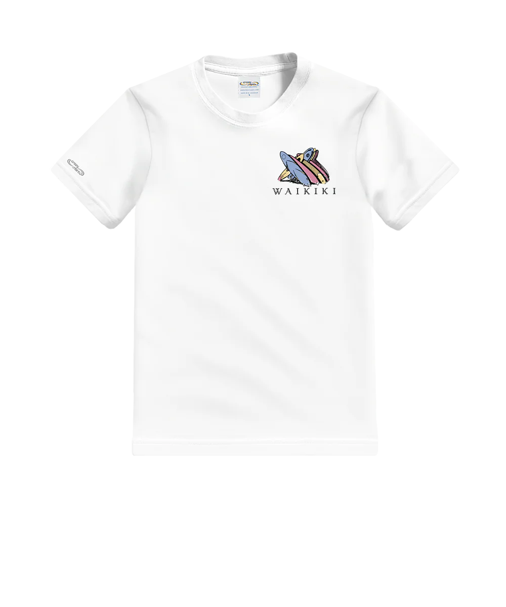 Waikiki Beach - White Short Sleeve Crewneck T-Shirt - Image 4