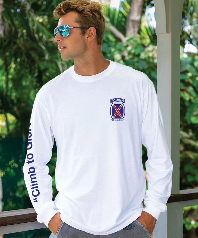 10th Mountain Division - White Long Sleeve Crewneck T-Shirt - Image 3