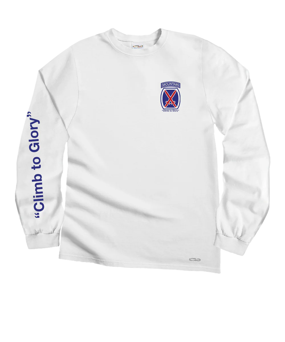 10th Mountain Division - White Long Sleeve Crewneck T-Shirt - Image 4
