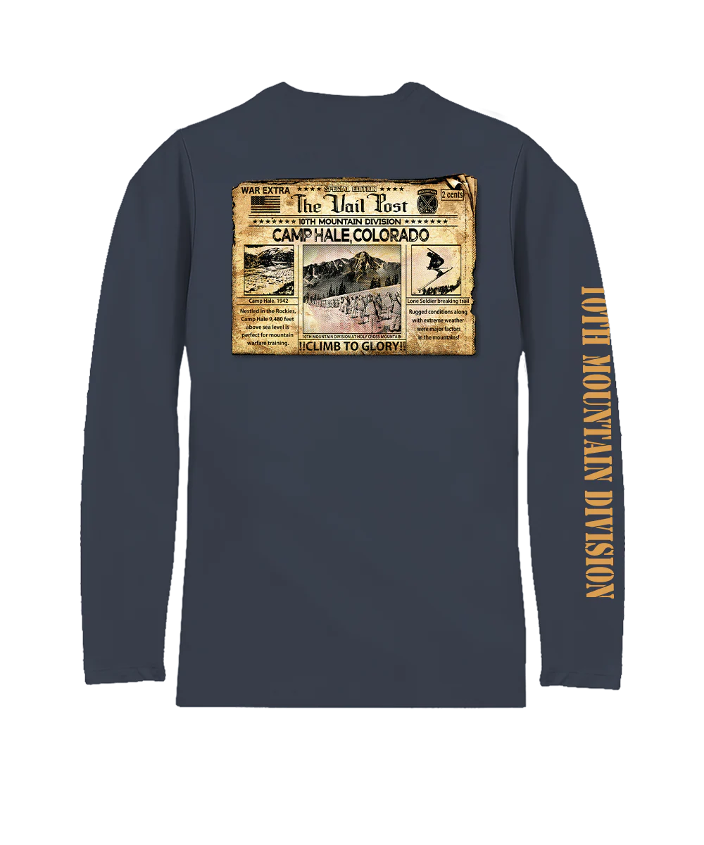 10Th Mountain Front Page - Smoke Long Sleeve Pima T-Shirt