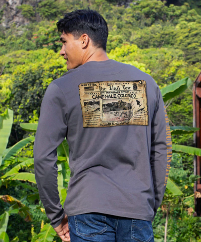 10Th Mountain Front Page - Smoke Long Sleeve Pima T-Shirt - Image 2