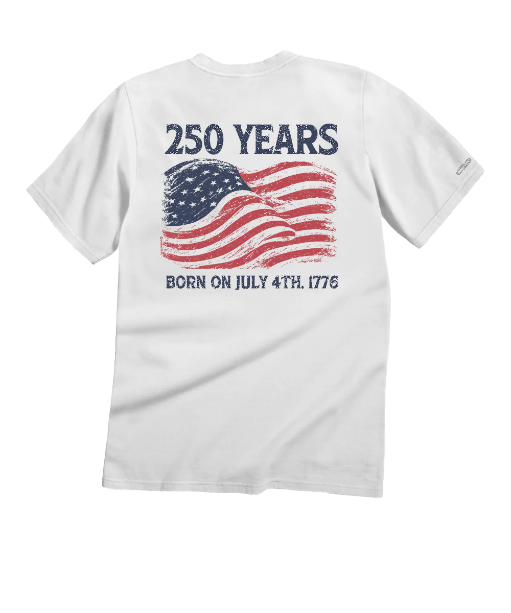 250 Years America - White Short Sleeve Crewneck T-Shirt