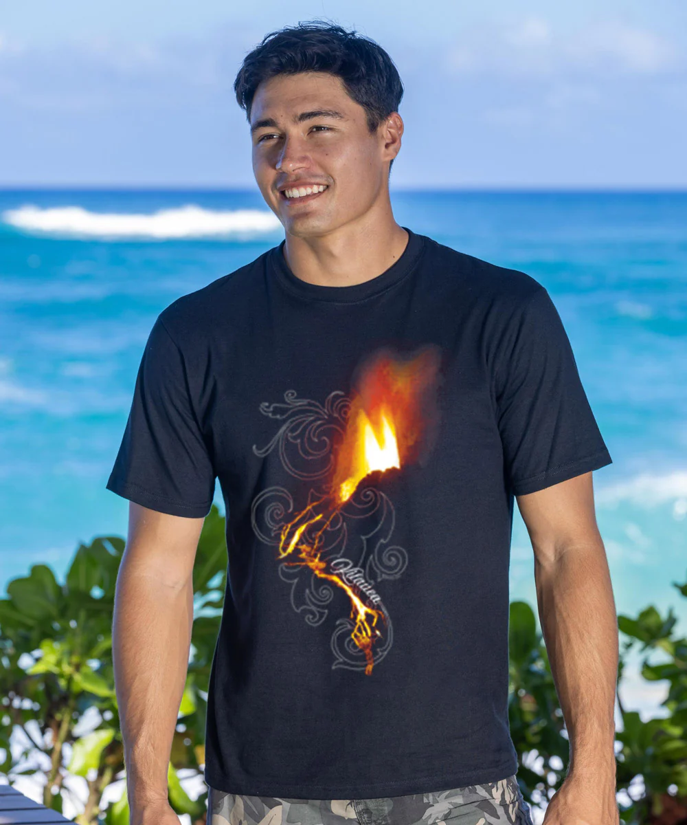 Aloha For Big Island - Black Short Sleeve Crewneck T-Shirt - Image 2