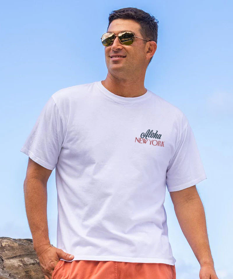 Aloha New York - White Short Sleeve Crewneck T-Shirt - Image 3