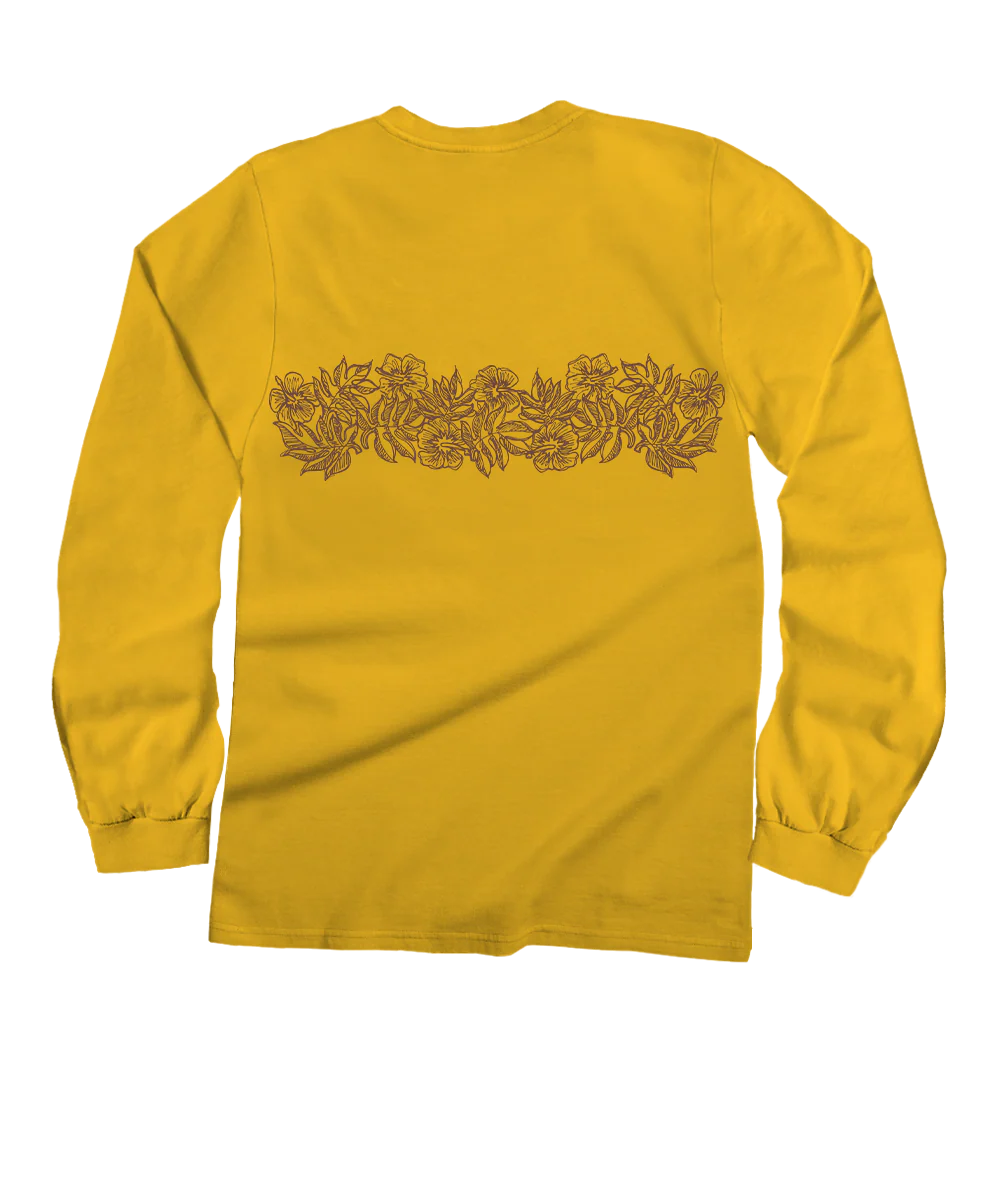 Aloha Sketch - Pineapple Dyed Long Sleeve Crewneck T-Shirt - Image 4