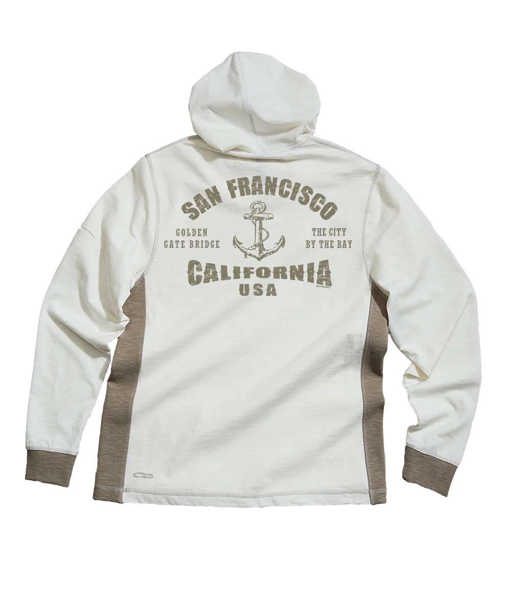 Anchored - Natural/Gray Long Sleeve Longboard Hooded Tee