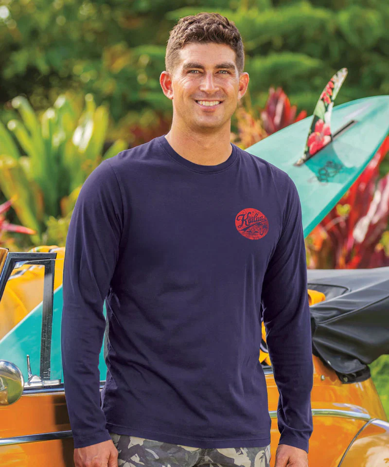 Around Kailua - Indigo Long Sleeve Pima T-Shirt - Image 3