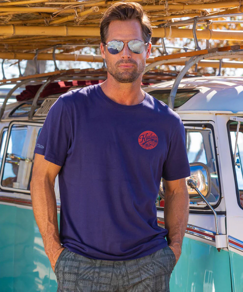 Around Kailua - Indigo Short Sleeve Pima T-Shirt - Image 3