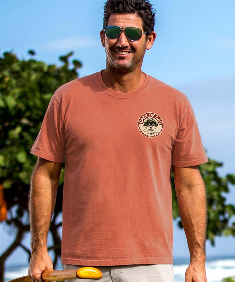 Bank Of Dad Trees - Chile Dyed Short Sleeve Crewneck T-Shirt - Image 3
