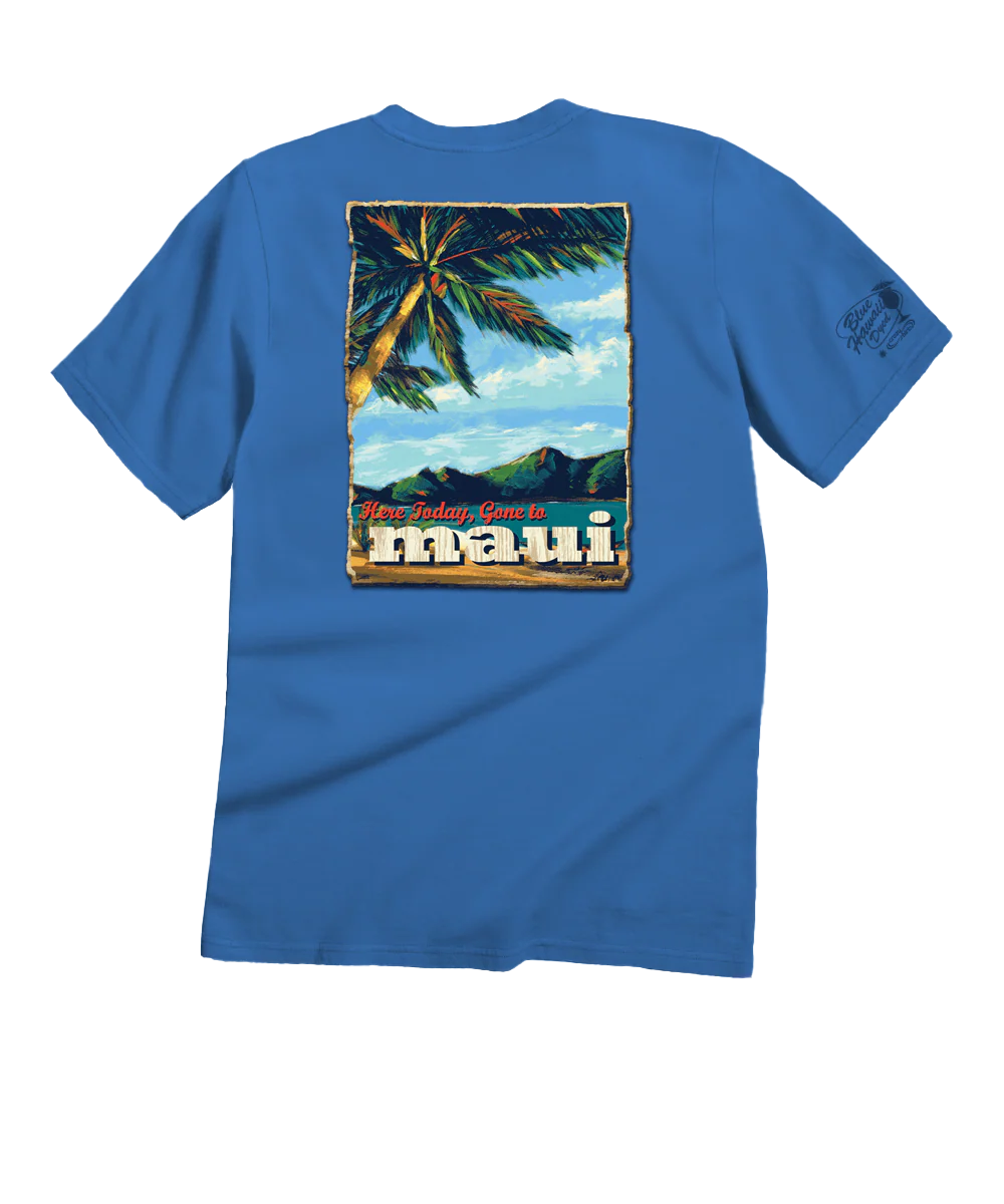 Beach Poster - Blue Hawaii Dyed Short Sleeve Crewneck T-Shirt