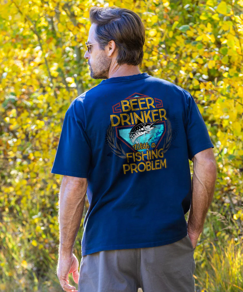 Beer Drinker - Navy Short Sleeve Crewneck T-Shirt - Image 2