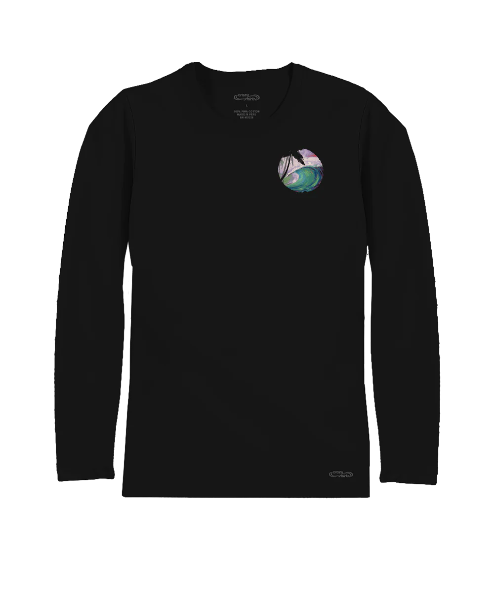 Big Wednesday - Jet Black Long Sleeve Pima T-Shirt - Image 4
