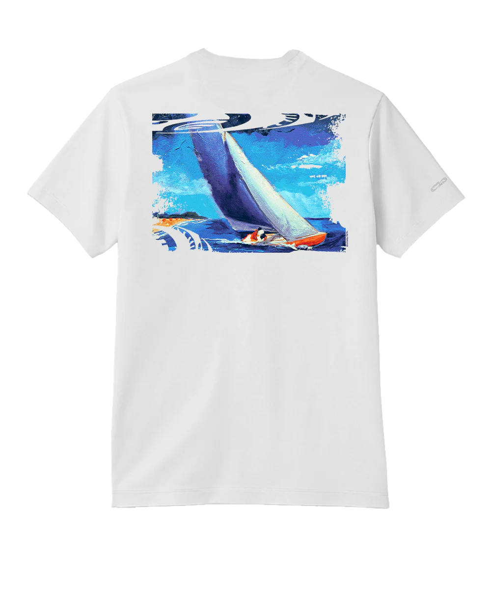 Brush Sail - White Short Sleeve Pima T-Shirt