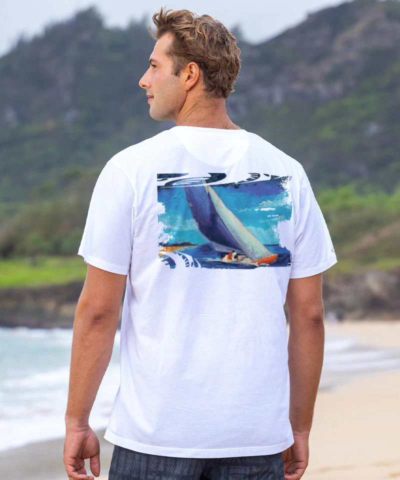 Brush Sail - White Short Sleeve Pima T-Shirt - Image 2
