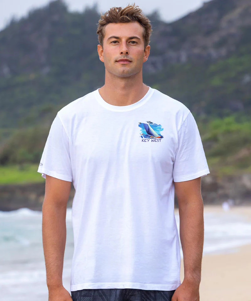 Brush Sail - White Short Sleeve Pima T-Shirt - Image 3