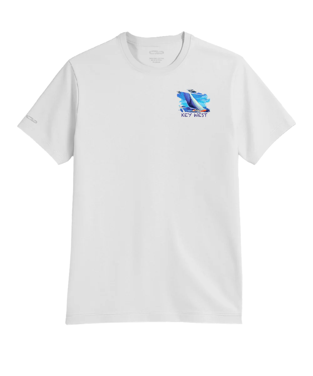Brush Sail - White Short Sleeve Pima T-Shirt - Image 4