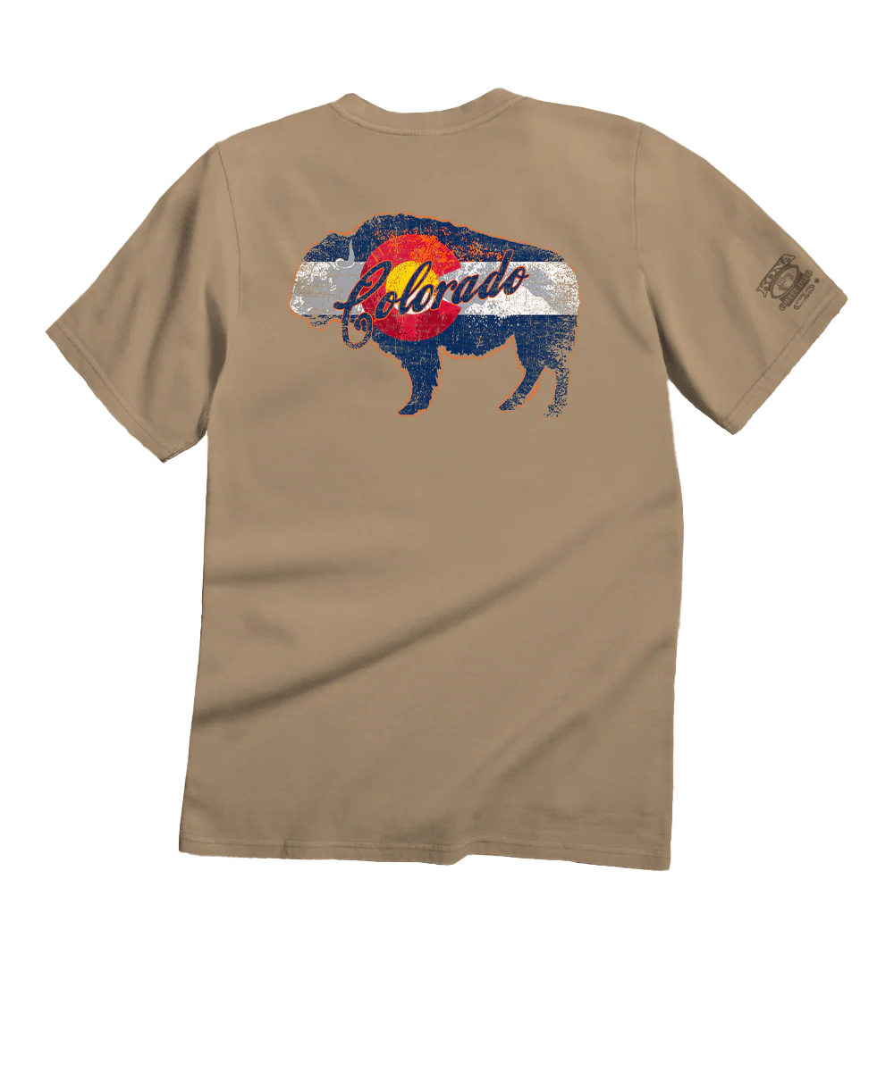 Buffalo Flag - Kona Coffee Dyed Short Sleeve Crewneck T-Shirt