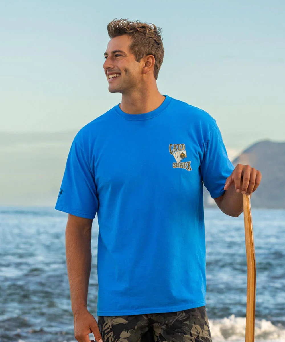 Card Shark Grill - Blue Hawaii Dyed Short Sleeve Crewneck T-Shirt - Image 3