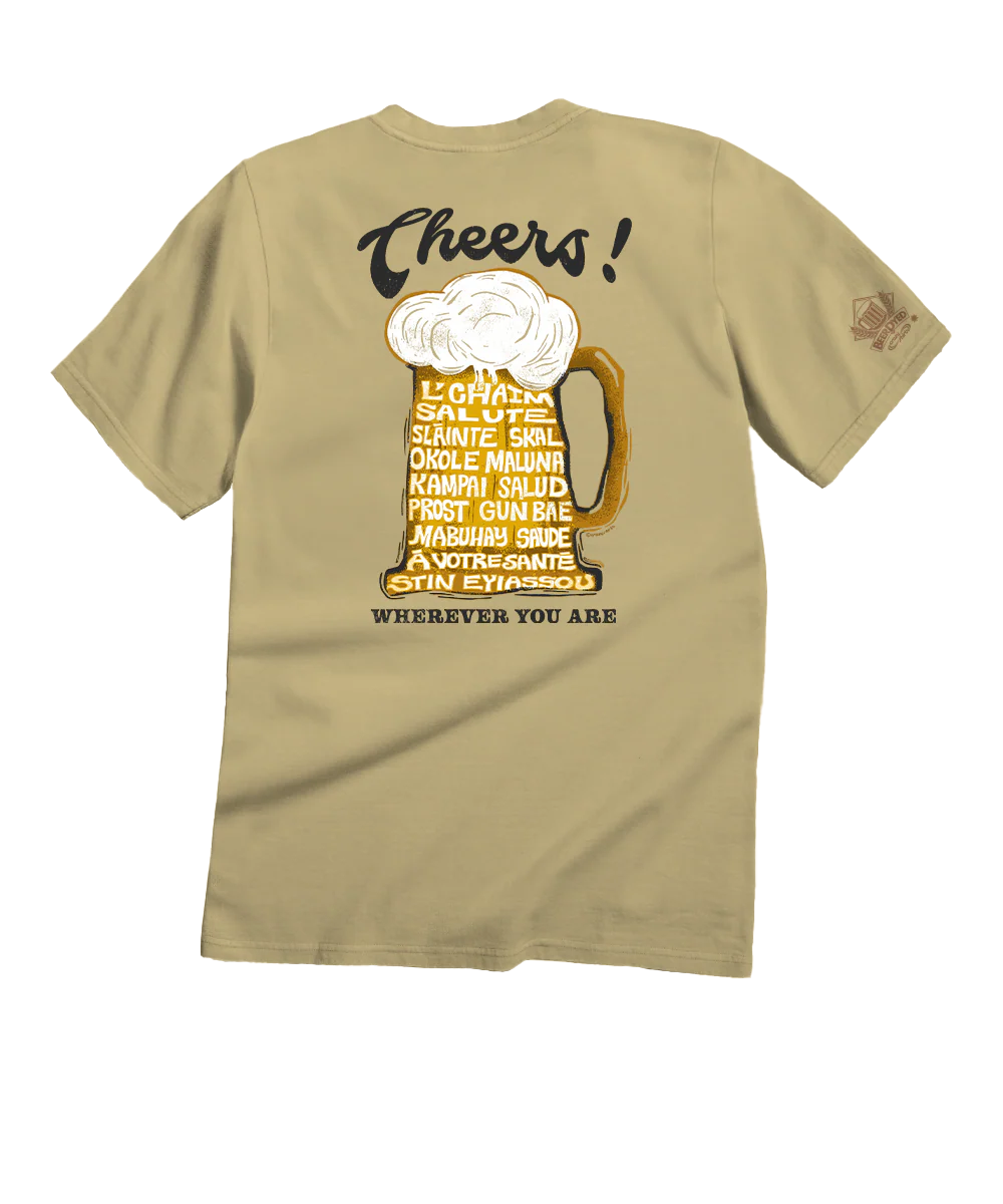 Cheers Around The World - Beer Dyed Short Sleeve Crewneck T-Shirt