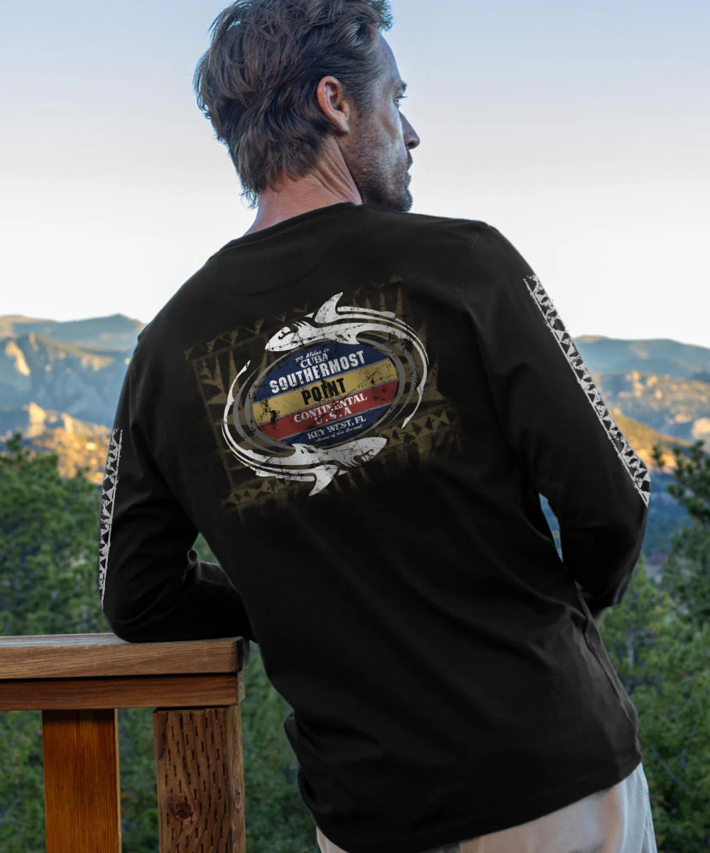 Circling Buoy - Jet Black Long Sleeve Pima T-Shirt - Image 2