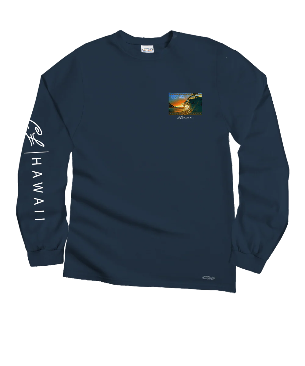 Clark Little King Kamehameha - Navy Long Sleeve Crewneck T-Shirt - Image 4