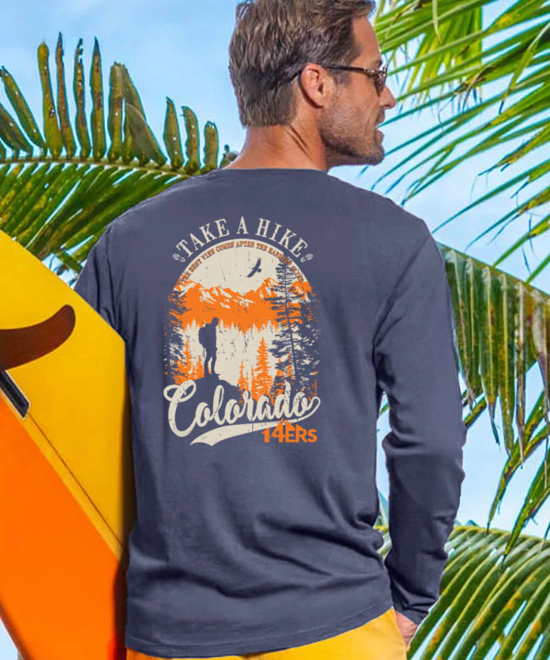 Colorado 14Ers - Smoke Long Sleeve Pima T-Shirt - Image 2
