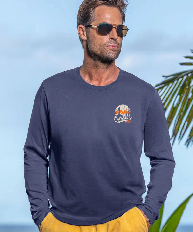 Colorado 14Ers - Smoke Long Sleeve Pima T-Shirt - Image 3