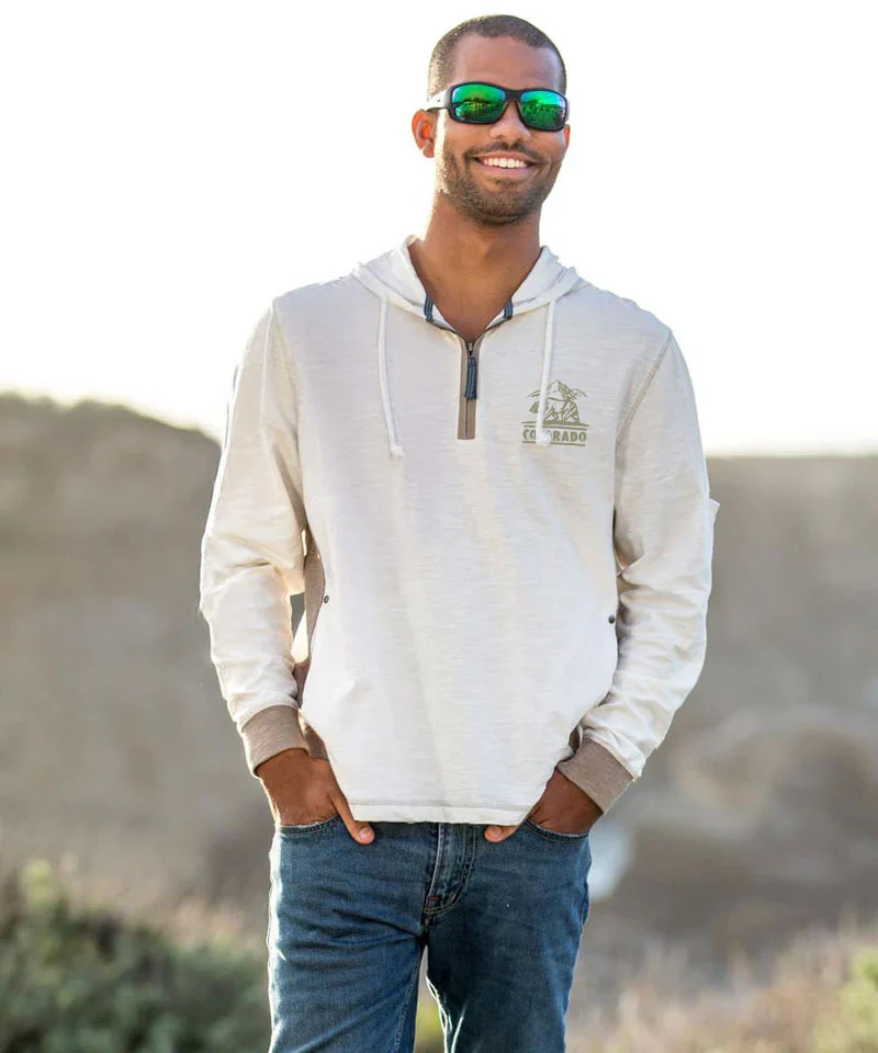 Colorado Bear Mark - Natural/Gray Long Sleeve Longboard Hooded Tee - Image 3