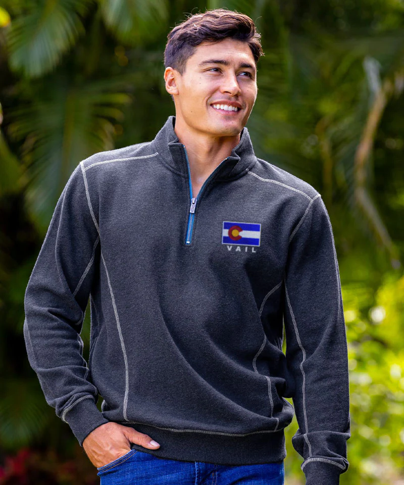 Colorado Flag - Charcoal/Heather Long Sleeve Mountain Peak Pullover - Image 2