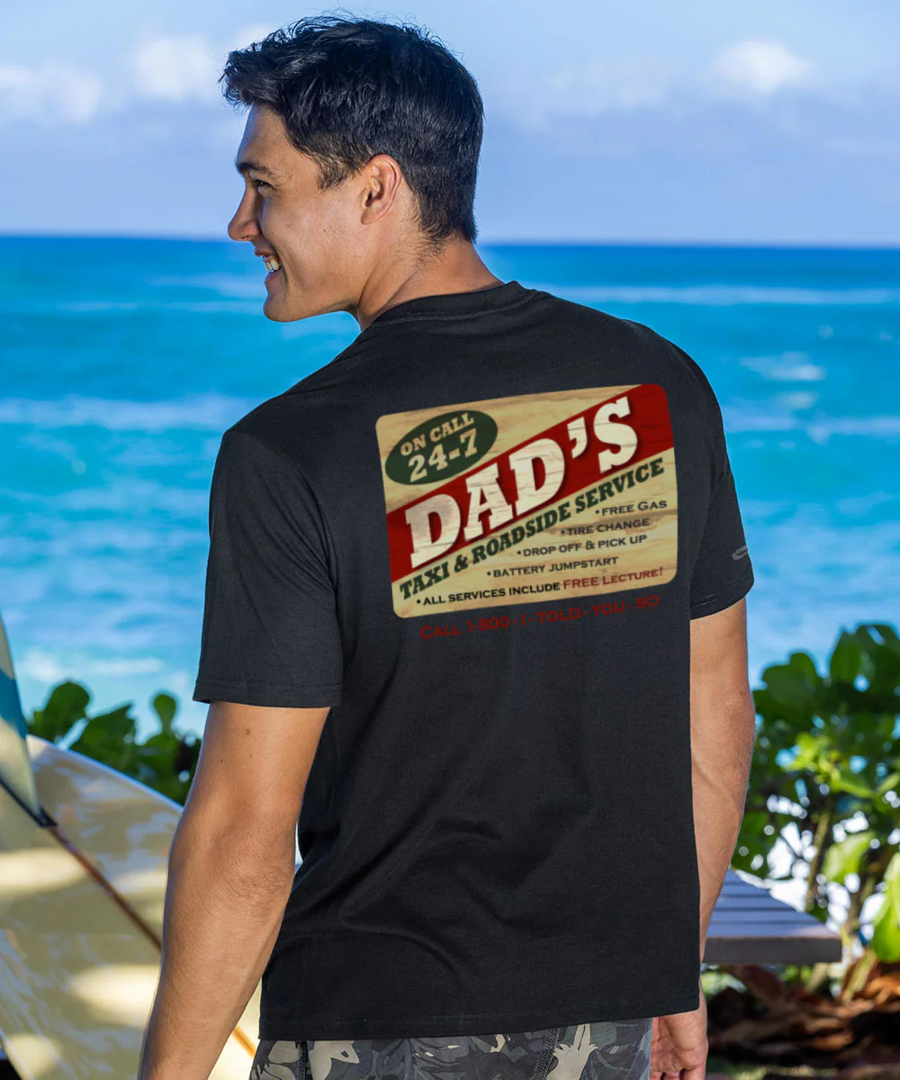 Dads Taxi - Black Short Sleeve Crewneck T-Shirt - Image 2