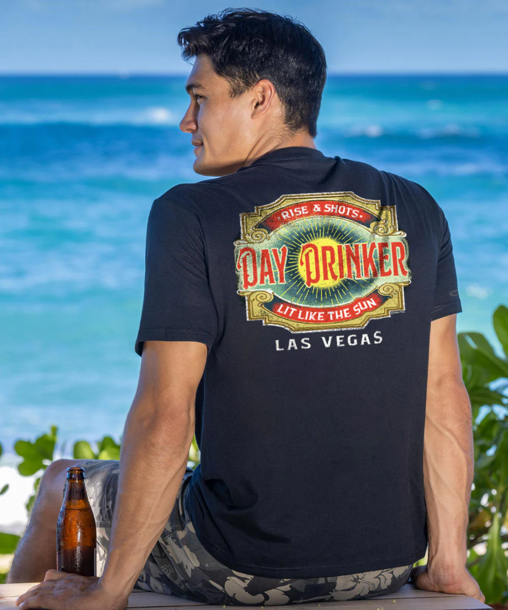 Day Drinker - Black Short Sleeve Crewneck T-Shirt - Image 2