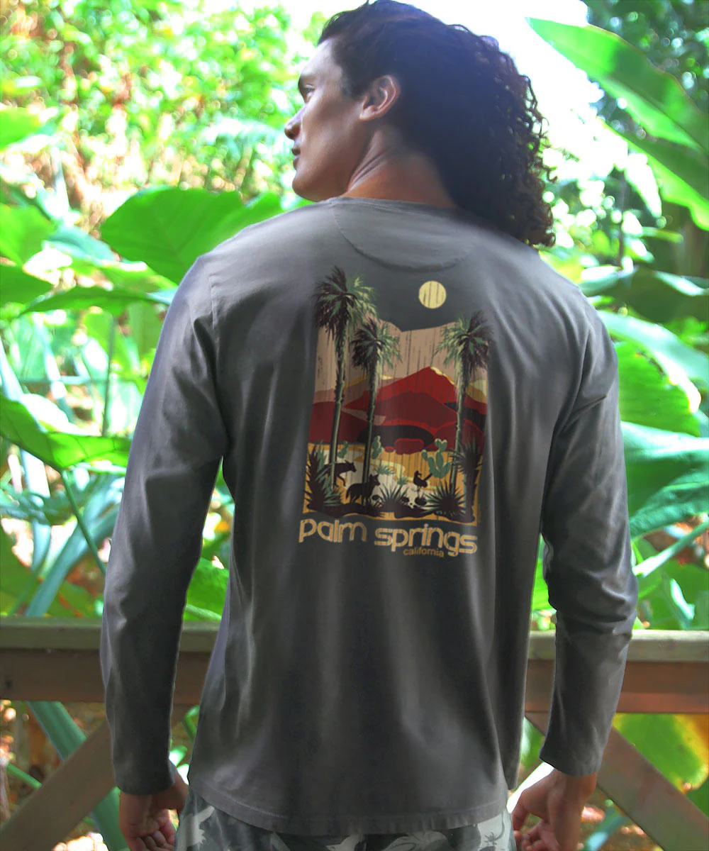 Desert Retreat - Smoke Long Sleeve Pima T-Shirt - Image 2
