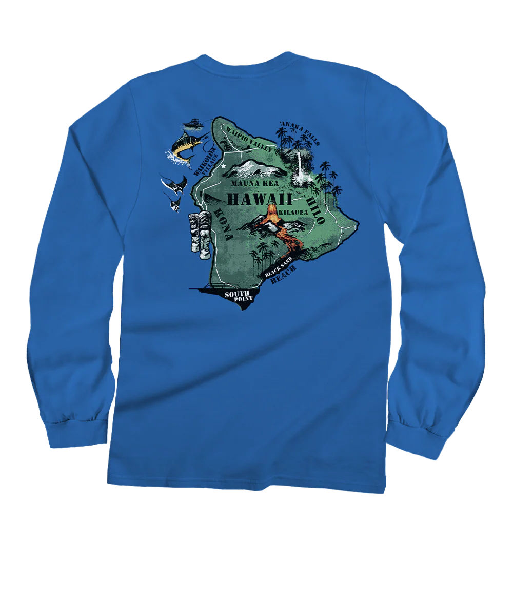 Destination Big Island - Blue Hawaii Dyed Long Sleeve Crewneck T-Shirt