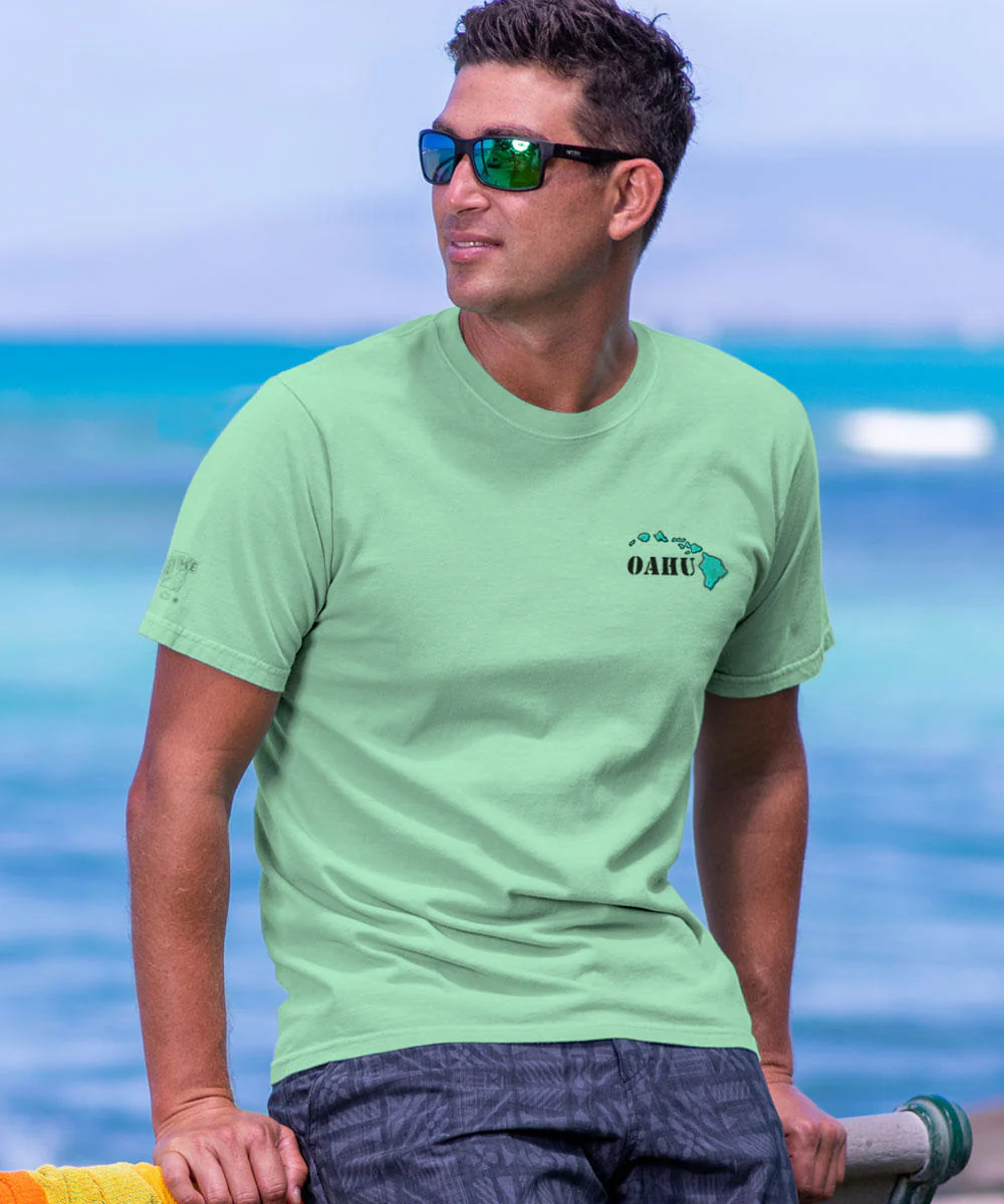 Destination Oahu - Key Lime Dyed Short Sleeve Crewneck T-Shirt - Image 3