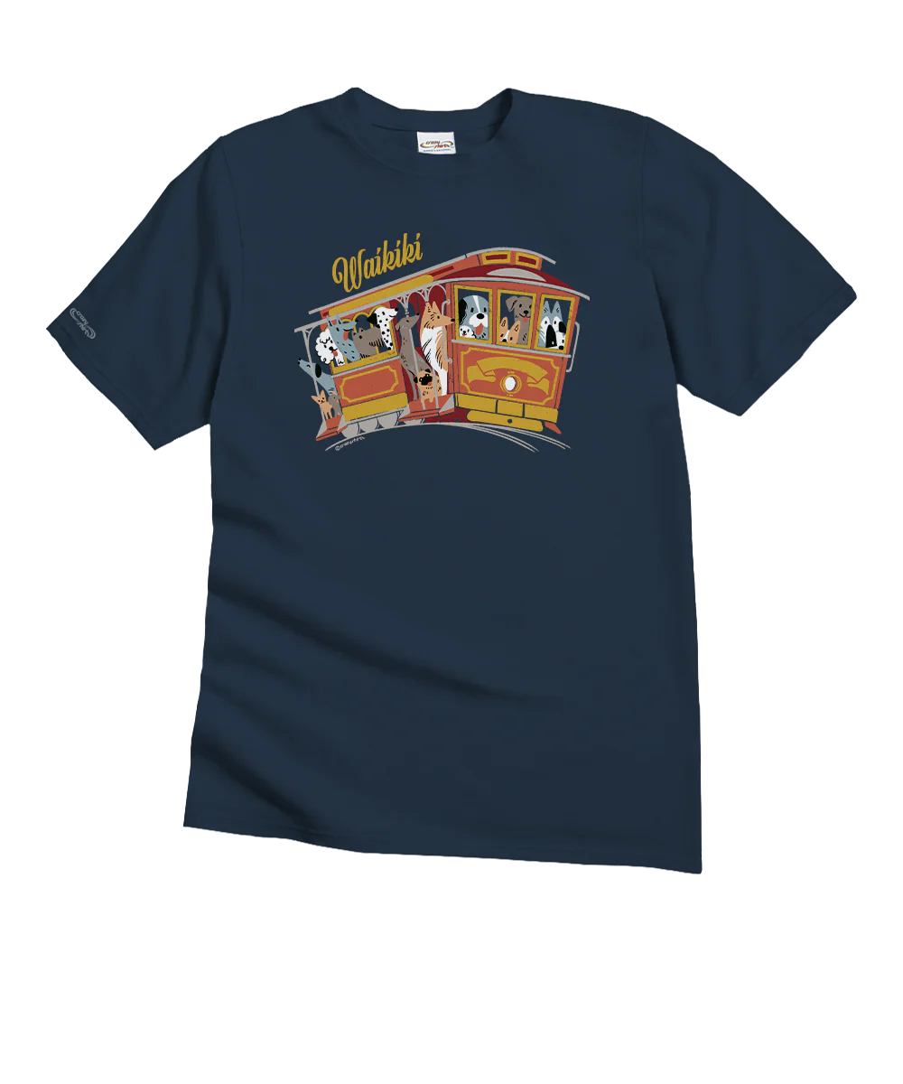 Dog Trolley - Navy Short Sleeve Crewneck T-Shirt