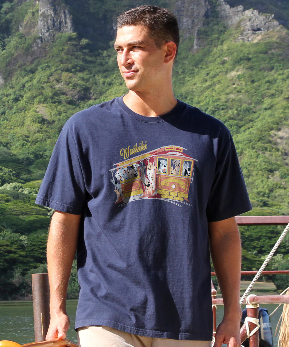 Dog Trolley - Navy Short Sleeve Crewneck T-Shirt - Image 2
